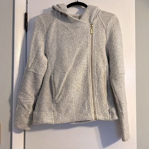 Lucky Brand Asymmetrical Zip up cotton knit hooded jacket size L large